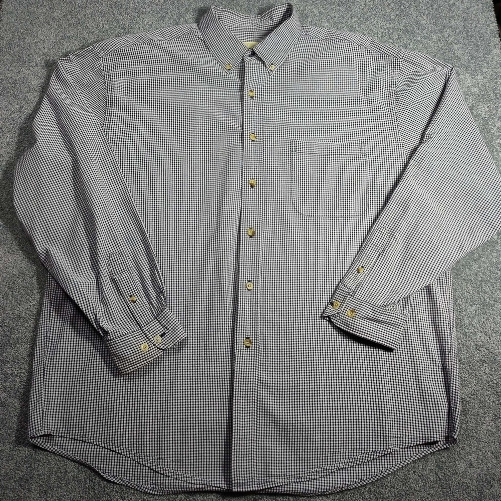 Eddie Bauer Mens Regular Fit Gingham Button Down Shirt XL Blue White Business